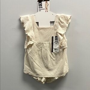 Kids Cream Ruffle Matching Set